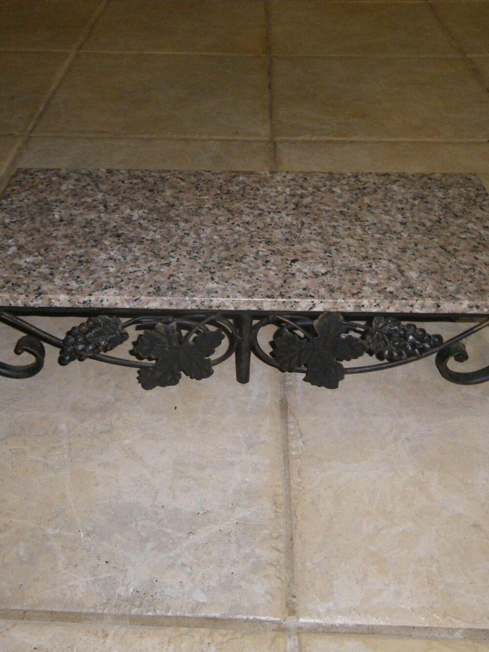 Marble Cheese Crudité Serving Platter Decorative Metal Base w/ Grape Motif